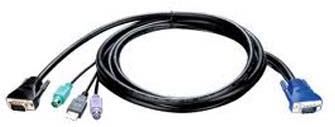 D-Link DKVM-402 - Cable de teclado / vídeo / ratón (KVM) - 4 PIN USB tipo A, PS/2 de 6 espigas, HD-15 (M) - HD-15 (M) - 3 m