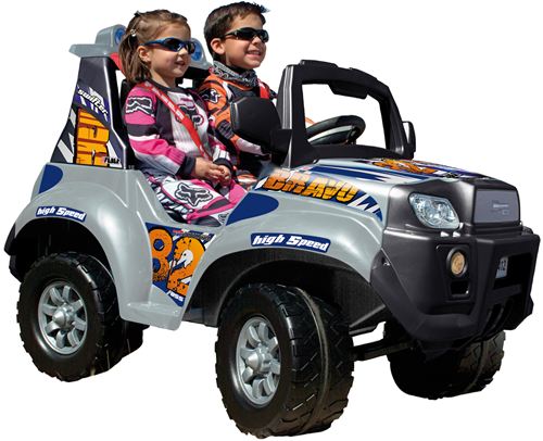 Feber Coche de 2 plazas X-storm Bravo High Speed, funciona con motor y batería de 12v, sube pendientes de 17 º