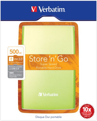 Disco Duro Portátil Store 'n' Go Verbatim USB 3.0 de 500 GB en color Verde eucalipto - Disco Duro Verde 500 GB de 2,5" externo USB 3.0/2.0, PC, MAC, Linux