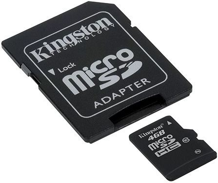 Tarjeta de Memoria Flash Kingston microSDHC SDC10/4GB - 4 GB - Adaptador de microSDHC a SD incluido