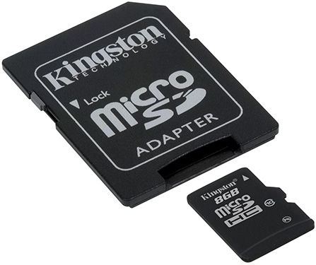 Tarjeta de Memoria Flash Kingston microSDHC SDC10/8GB - 8 GB - Adaptador de microSDHC a SD incluido