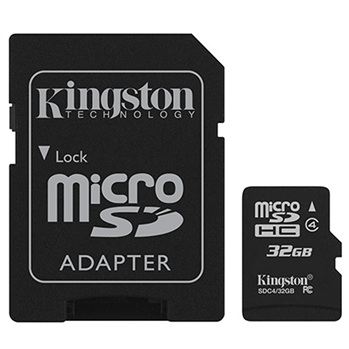 Tarjeta de Memoria Flash Kingston microSDHC SDC10/32GB - 32 GB - Adaptador de microSDHC a SD incluido