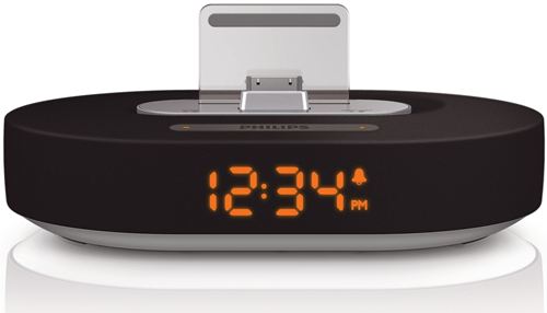 Philips Fidelio Altavoz base para iPod, iPhone o iPad DS1200/12 Reloj despertador Luz nocturna Carga dos dispositivos a la vez Blindaje de interferencias de teléfonos USB 5 V