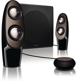 Philips Altavoces Multimedia 2.1 SPA7360/10 Graves potentes Para reproducir música, juegos, películas y vídeos online Para MAC y PC 120 W Control del volumen con cable y entrada auxiliar