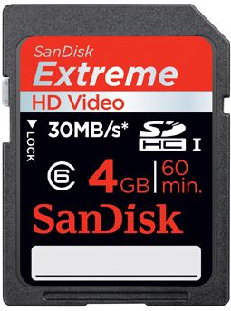 Tarjeta de memoria para imágenes SDHC™/SDXC™ UHS-I SanDisk Extreme® de 4 GB - Class 10, 30MB/s