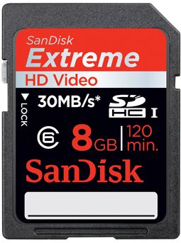 Tarjeta de memoria para imágenes SDHC™/SDXC™ UHS-I SanDisk Extreme® de 8 GB - Class 10, 30MB/s