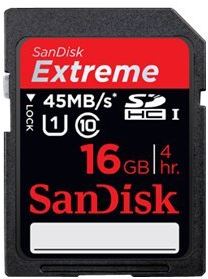 Tarjeta de memoria para imágenes SDHC™/SDXC™ UHS-I SanDisk Extreme® de 16 GB - Class 10, 45MB/s