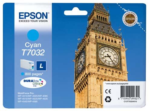 Cartucho de tinta Epson T7032 Cian - C13T70324010 - formato L