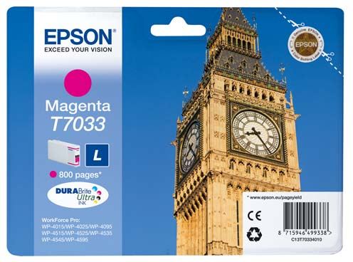 Cartucho de tinta Epson T7033 Magenta - C13T70334010 - formato L