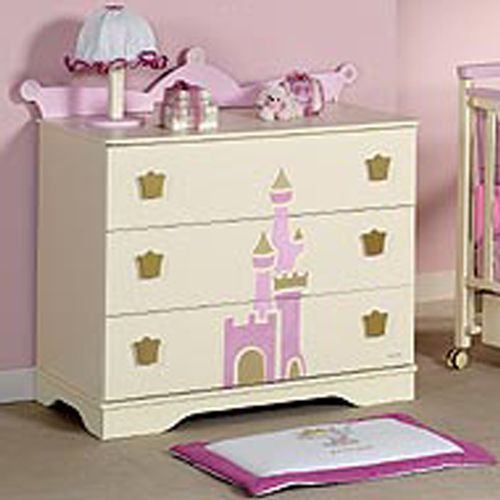 Cómoda con cajones MICUNA, colección Petite Princesse, color blanco-rosa