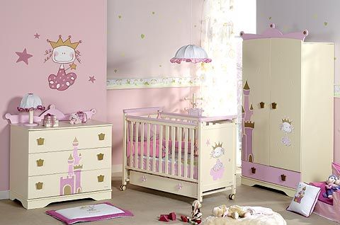 Cómoda con cajones MICUNA, colección Petite Princesse, color blanco-rosa