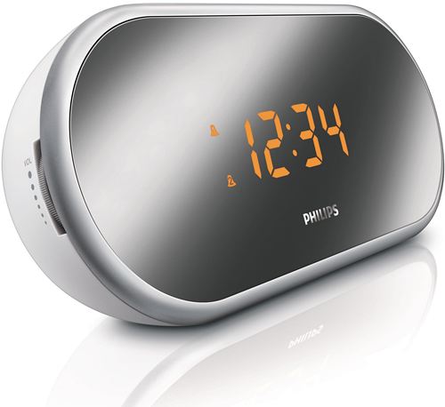 Radio reloj despertador Philips AJ1000 con pantalla acabada en espejo de diseño compacto - Radio FM