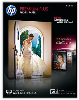 HP CR676A - HP Premium Plus Photo Paper - Papel de fotografía satinado - 130 x 180 mm - 300 g/m2 - 20 hoja(s)