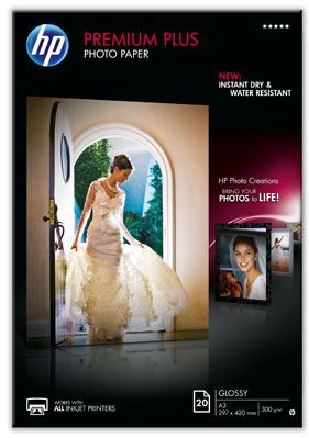 HP CR675A - HP Premium Plus Photo Paper - Papel de fotografía satinado - A3 (297 x 420 mm) - 300 g/m2 - 20 hoja(s)