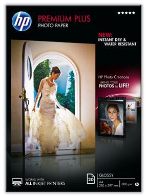 HP CR672A - HP Premium Plus Photo Paper - Papel de fotografía satinado - A4 (210 x 297 mm) - 300 g/m2 - 20 hoja(s)