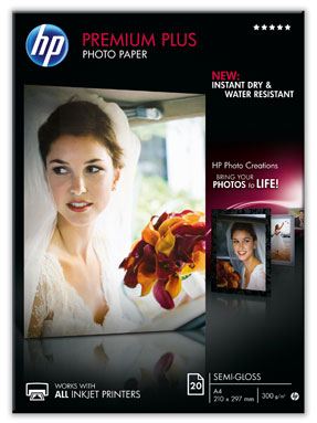HP CR673A - HP Premium Plus Photo Paper - Papel fotográfico semisatinado - A4 (210 x 297 mm) - 300 g/m2 - 20 hoja(s)