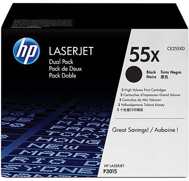 HP CE255XD - HP 55X Dual Pack - Cartucho de tóner - 2 x negro - 12500 páginas