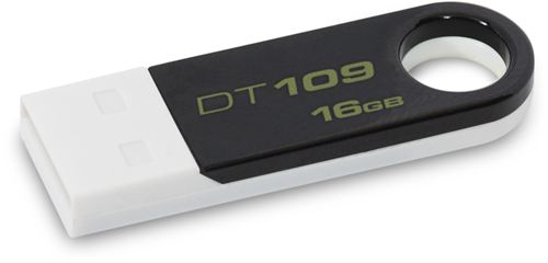 Memoria USB Kingston DataTraveler 109, 16 GB, USB 2.0 Hi-Speed, Windows, Mac, Linux, 8 gramos, Blanco y Negro. ¡Portátil, pequeña y moderna!