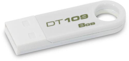 Memoria USB Kingston DataTraveler 109, 8 GB, USB 2.0 Hi-Speed, Windows, Mac, Linux, 8 gramos, Blanco. ¡Portátil, pequeña y moderna!