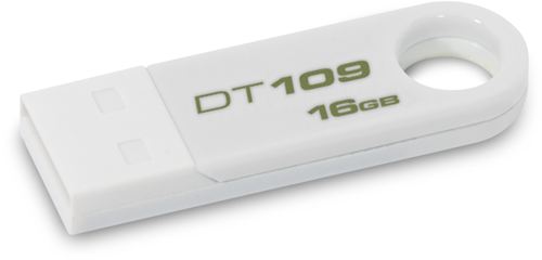 Memoria USB Kingston DataTraveler 109, 16 GB, USB 2.0 Hi-Speed, Windows, Mac, Linux, 8 gramos, Blanco. ¡Portátil, pequeña y moderna!