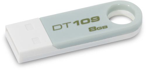 Memoria USB Kingston DataTraveler 109, 8 GB, USB 2.0 Hi-Speed, Windows, Mac, Linux, 8 gramos, Blanco y Gris. ¡Portátil, pequeña y moderna!
