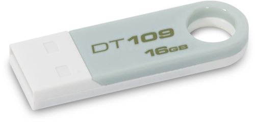 Memoria USB Kingston DataTraveler 109, 16 GB, USB 2.0 Hi-Speed, Windows, Mac, Linux, 8 gramos, Blanco y Gris. ¡Portátil, pequeña y moderna!