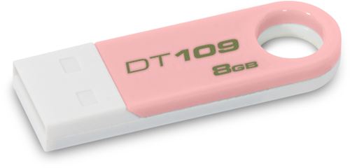 Memoria USB Kingston DataTraveler 109, 8 GB, USB 2.0 Hi-Speed, Windows, Mac, Linux, 8 gramos, Blanco y Rosa. ¡Portátil, pequeña y moderna!