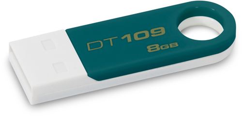 Memoria USB Kingston DataTraveler 109, 8 GB, USB 2.0 Hi-Speed, Windows, Mac, Linux, 8 gramos, Blanco y Verde azulado. ¡Portátil, pequeña y moderna!