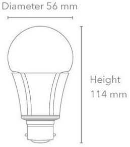 Bombilla LED Clássic A Verbatim - Casquillo B22, Potencia 6.5W, 35.000 horas vida útil, Color de la luz WW 2700 K, Flujo luminoso 250 lm