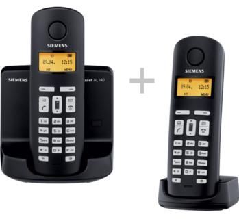 Siemens Gigaset AL140 Duo- Teléfono con agenda: 40 nombres y números- Autonomía: 13h / 200h- Hasta 4 terminales- Norma Eco DECT: ahorre hasta 60% consumo eléctrico
