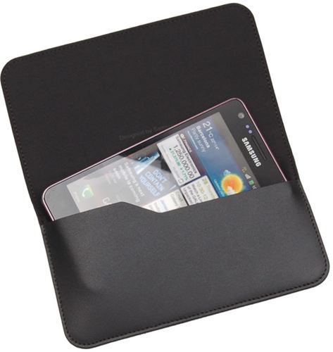 Funda de piel negra para Samsung Galaxy S2 + Paño de limpieza. EF-C1A2LBECSTD