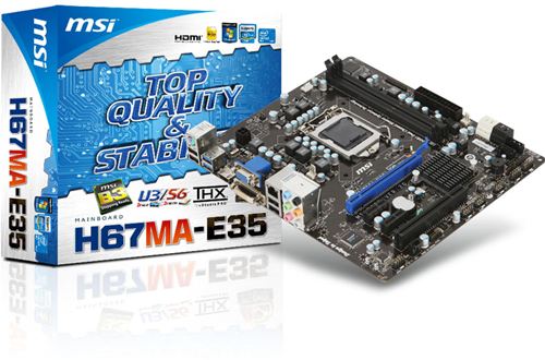 Placa base MSI H67MA-E35 - LGA1155 Core i7 / i5 / i3, 2 x DDR3 Dual, 16 GB RAM máx, Intel® H67 B3, M-ATX, 100MHz, PCI-E Gen2, HDMI,VGA,DVI, GBLAN, 2 x SATA3, 2 x USB 3.0, Audio Flexible 8-channel