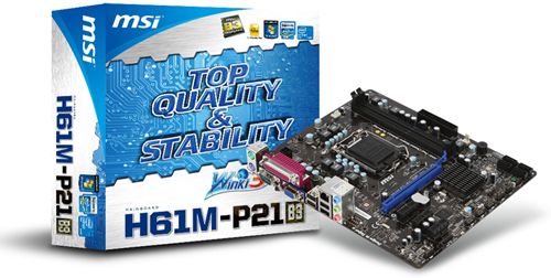 Placa base MSI H61M-P21 (B3) - LGA1155 Core i7 / i5 / i3, 2 x DDR3 Dual, 16 GB RAM máx, Intel® H61 B3, M-ATX, 100MHz, PCI-E Gen2, VGA, GBLAN, 4 x SATA2, 6 x USB 2.0, Audio Flexible 8-channel