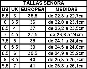 Tabla de Equivalencia de tallas de calzado (USA, UK, EU, CM) para hombres EQUIVALENCIAS APROXIMADAS ROPA INTERIOR. Altura en centímetros. Talla americana. XXXS. XXS.