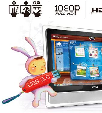Ordenador Sobremesa AIO MSI Wind Top AE2410 Serie Entertainment, LCD Multi Táctil 23.6" 1920x1080, 16:9, Pentium® B950 2.1GHz, 4GB DDR3, 500GB SATA2, NVIDIA GeForce™ GT 540M, HDMI, VGA, WiFi, Negro