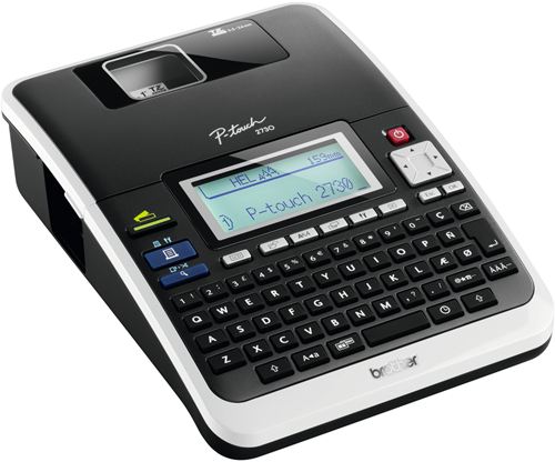 Rotuladora electrónica de Etiquetas y Tickets térmica Brother PT-2730VP - Compacta, ancho máximo 24 mm, impresión en 7 lineas, teclas QWERTY, 180 ppp, corte automático, códigos de barras, USB, PC/MAC