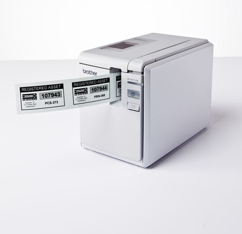 Rotuladora electrónica profesional de Etiquetas y Tickets térmica Brother PT-9700PC - Compacta, ancho máximo 36 mm, impresión en 7 lineas, 360 ppp,corte automático,códigos barras,función fecha/hora,PC