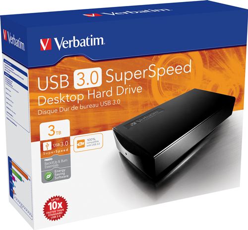 Disco duro de sobremesa Verbatim USB 3.0 de 3 TB - Disco Duro Negro 3 TB (2.000 GB) de 3,5" externo USB 3.0/2.0, PC, MAC, Linux