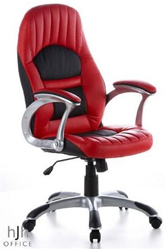 Sillon de Oficina RACER 200, Diseño único Exclusivo, en Poli Piel, Color Rojo/Negrod