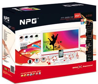 TV LCD 21.6" TDT HDTV NPG NT-229IP-W Panorámico 1366 x 768, Multimedia, 5ms, 350 cd/m2, DVR Grabador Digital, Filtro Peine 3D, CI TV pago, compatible iPod/iPhone, HMDI, VGA, USB 2.0