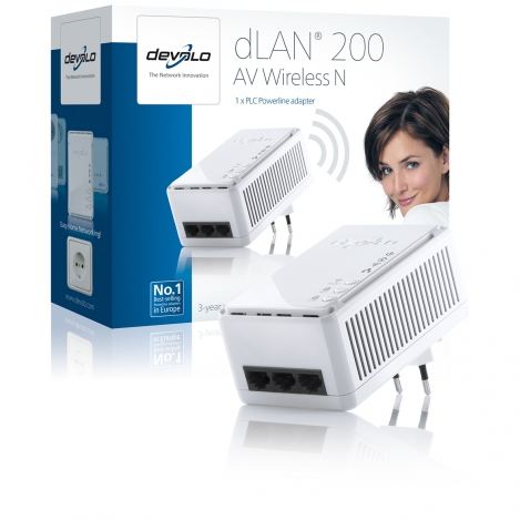 ¡¡Conéctate a Internet a través de la red eléctrica en cualquier sitio de tu casa y conecta entre si todos los dispositivos aptos para la red !! dLAN® 200 AV Wireless N (1 adaptador) de DEVOLO.