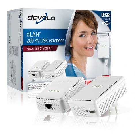 ¡¡Conéctate a Internet a través de la red eléctrica en cualquier sitio de tu casa y conecta entre si todos los dispositivos aptos para la red !! dLAN® 200 AV USB Extender Starter Kit de DEVOLO.