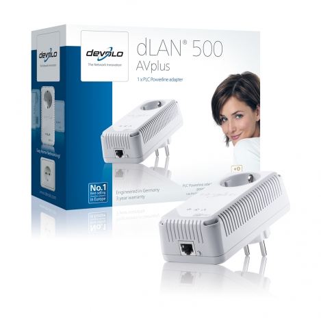 ¡¡Conéctate a Internet a través de la red eléctrica en cualquier sitio de tu casa y conecta entre si todos los dispositivos aptos para la red!! dLAN® 500 AVplus de DEVOLO (1 Adaptador)