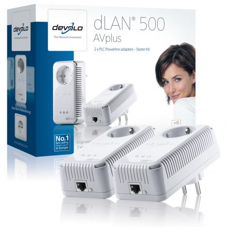 ¡¡Conéctate a Internet a través de la red eléctrica en cualquier sitio de tu casa y conecta entre si todos los dispositivos aptos para la red!! dLAN® 500 AVplus Starter Kit de DEVOLO (2 Adaptadores)