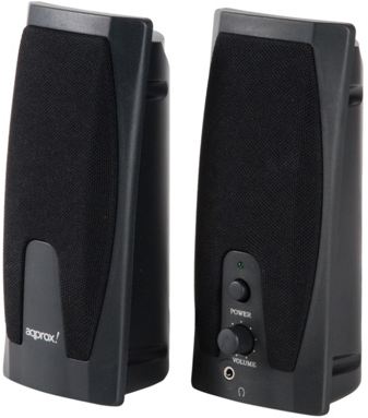 Altavoces estéreo approx 2.0 alimentación por USB - Ideales para PC/Portátil, iPod®, CD, MP3, MP4 - Color negro
