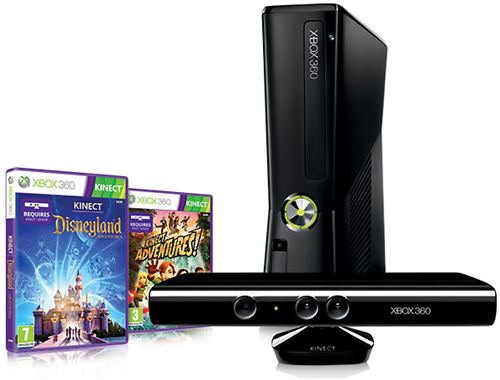 Consola Xbox 360 Negra de 4 GB + Sensor Kinect + Kinect Adventures + DISNEYLAND Adventures