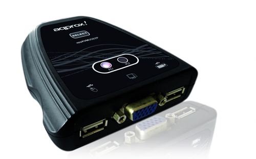 Conmutador approx KVM USB/VGA- 2 Puertos - Acceda a dos ordenadores con un solo teclado, ratón y monitor