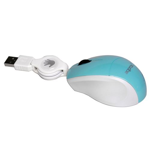 Ratón óptico con cable retráctil USB approx - Color Azul / Blanco