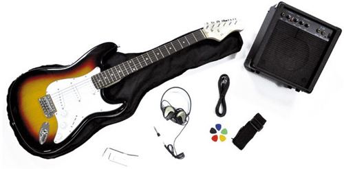 Kit Guitarra eléctrica Rochester, guitarrra, amplificador, funda, correa, cable, púa y auriculares