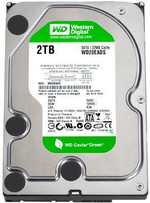 Disco duro interno Western Digital WD Caviar Green - 2 TB - SATA 6 Gb/s - Buffer 64 MB - IntelliPower - 3.5" - Desktop - 2 años de garantía (WD20EARX)